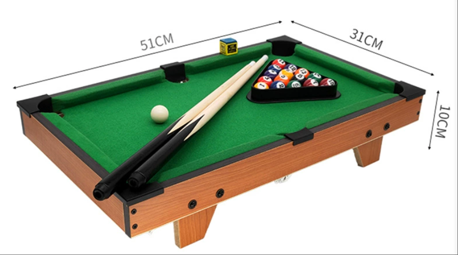 Mini Billiards Table for Kids – Foldable Wooden Pool Table Toy Set with Cues & Balls