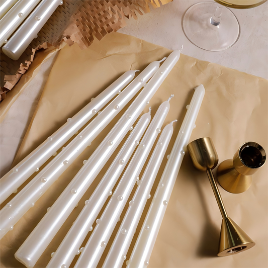 Pearl White Taper Candle