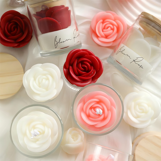 🌹 Rose Glass Jar Candle – Elegant Floral Scented Candle