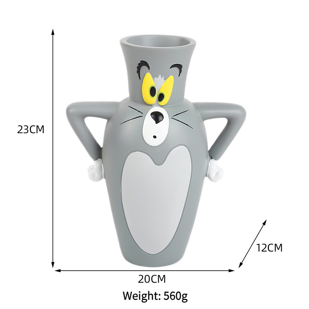 Tom Cat Resin Vase – Cute Cartoon Flower Holder & Pen Organizer