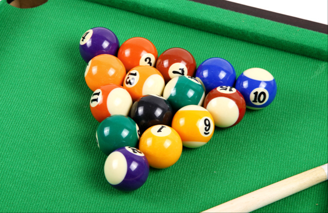 Mini Billiards Table for Kids – Foldable Wooden Pool Table Toy Set with Cues & Balls