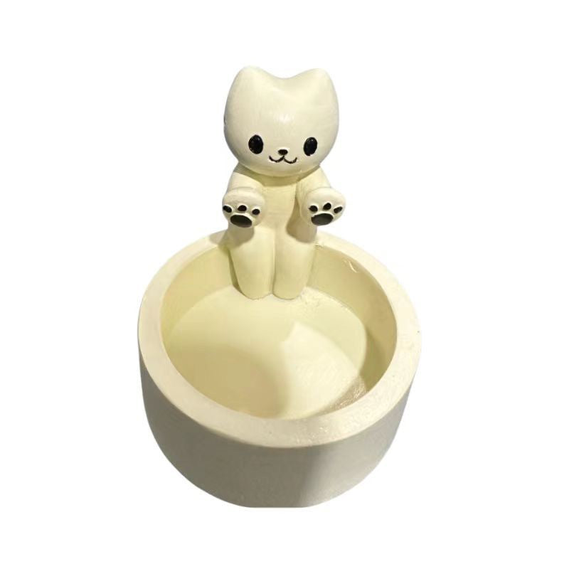 Cat Candle Holder – Cozy Resin Tealight Decor for Desk & Home