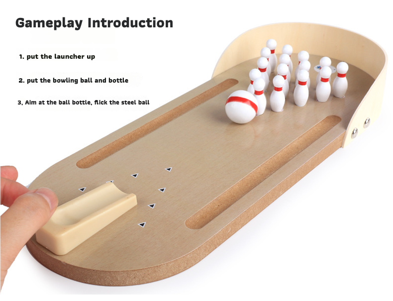 Mini Desktop Bowling Game – Wooden Tabletop Bowling Toy Set for Kids & Family Fun