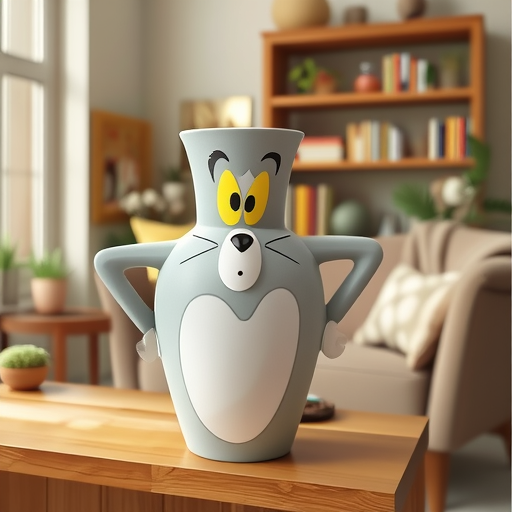 Tom Cat Resin Vase – Cute Cartoon Flower Holder & Pen Organizer