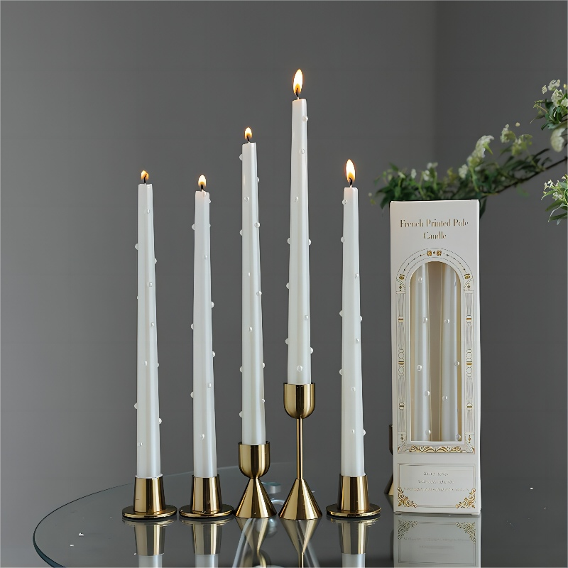 Pearl White Taper Candle