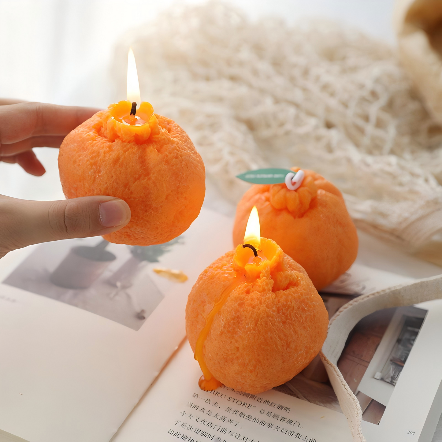 🟠 Orange Fruit Candle – Good Luck Edition