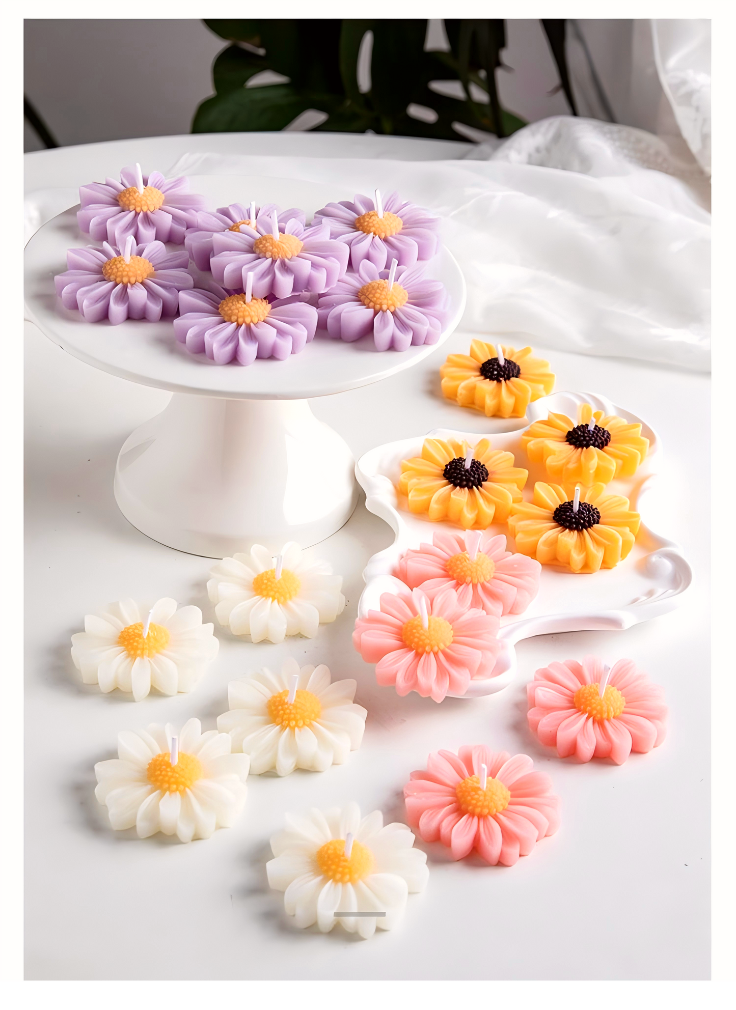 Floating Flower Scented Candles – Chamomile, Sunflower & Plumeria Tealights