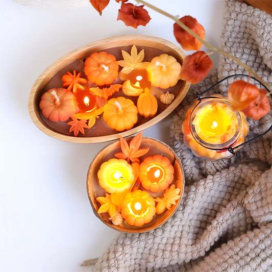 Halloween Pumpkin Candle Gift Set | Autumn Maple Leaf Scented Candles