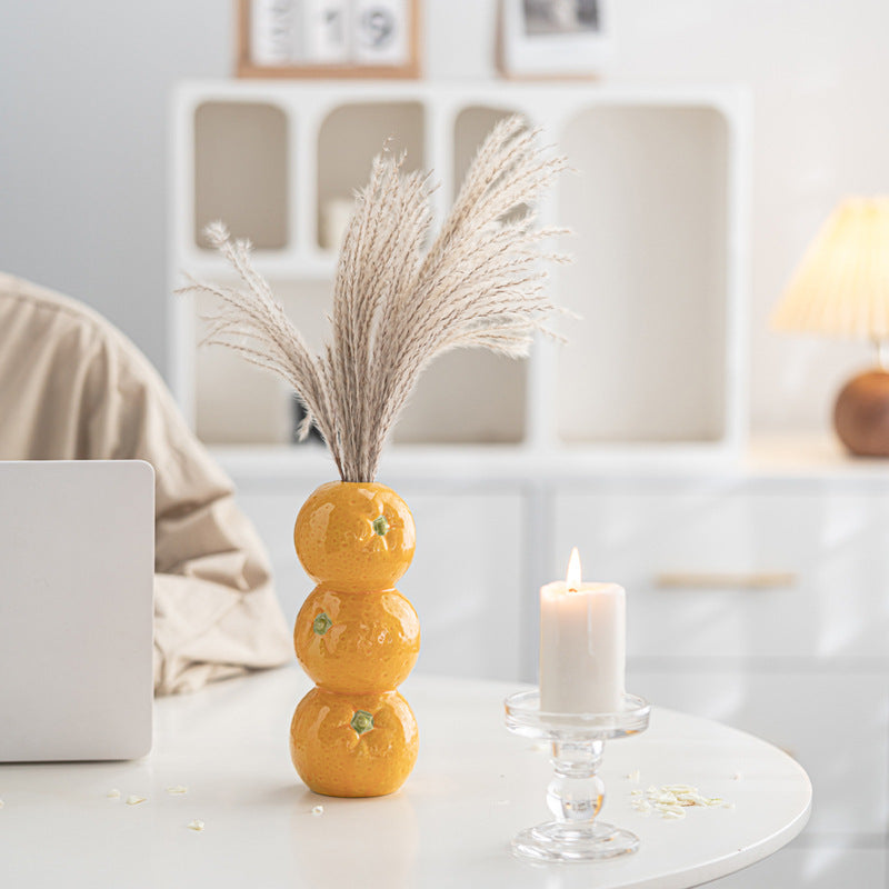 Fruit Stack Ceramic Vase – Nordic Style Decorative Flower Holder