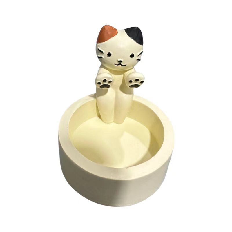 Cat Candle Holder – Cozy Resin Tealight Decor for Desk & Home