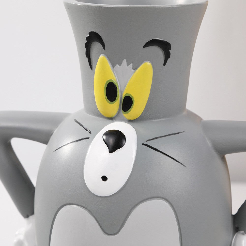 Tom Cat Resin Vase – Cute Cartoon Flower Holder & Pen Organizer