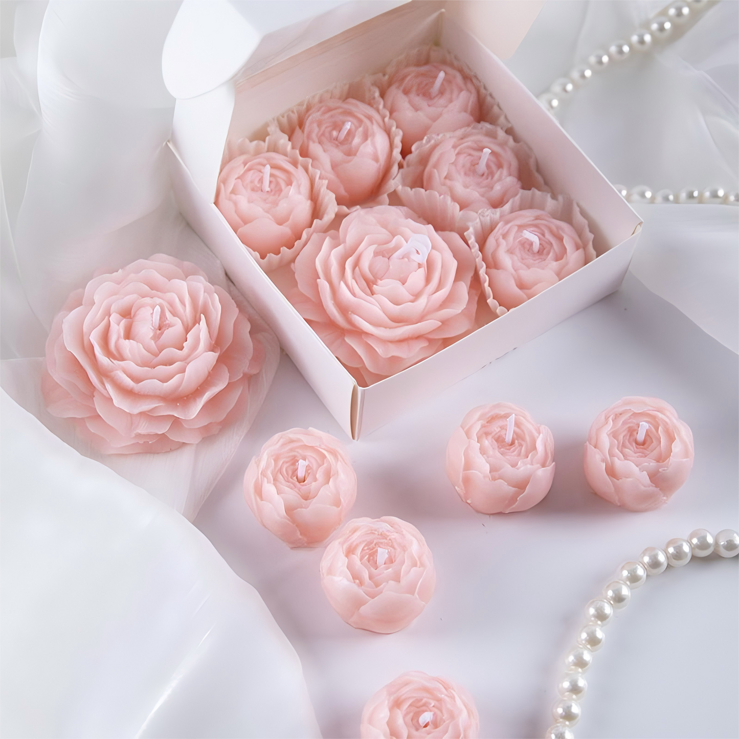 Peony Flower Scented Candle Gift Set – Romantic Floral Candles for Special Occasions